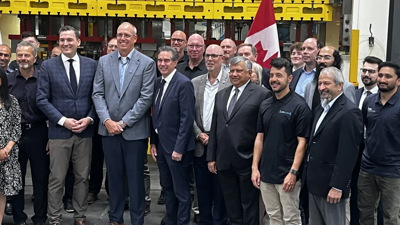 The LabsCubed team with Canadian government and industry leaders at a manufacturing event.