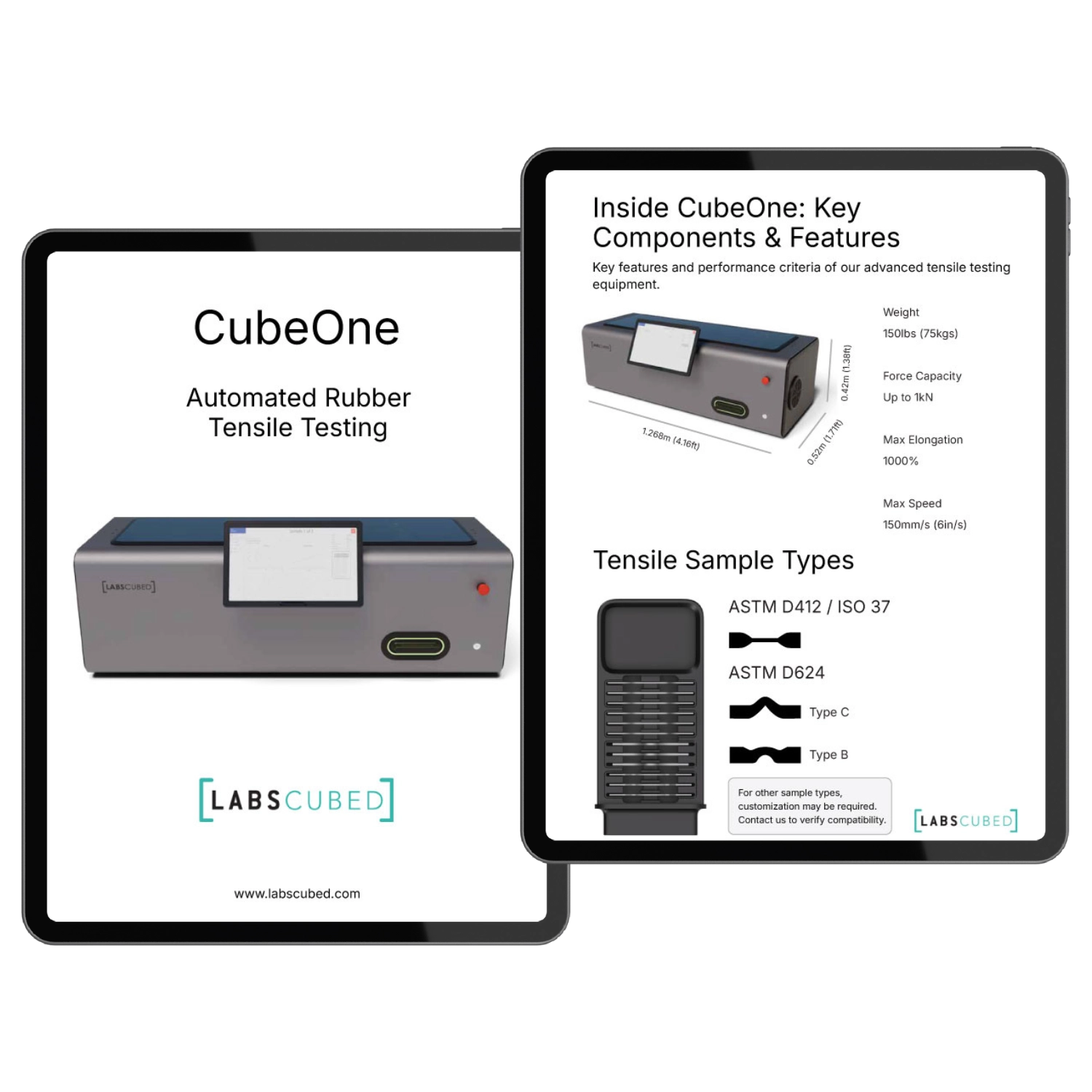 CubeOne Brochure - Download to Learn about CubeOne Rubber Tensile Testing Equipment